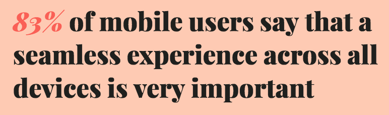 Mobile Website Design experience. 83% of users want seamless experience.